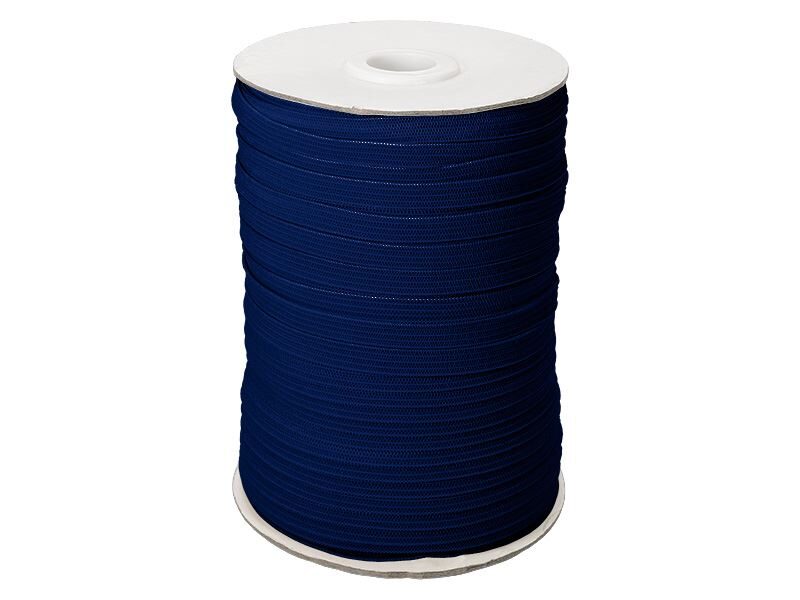 Knitted polyester elastic tape 7 mm 100 m blue