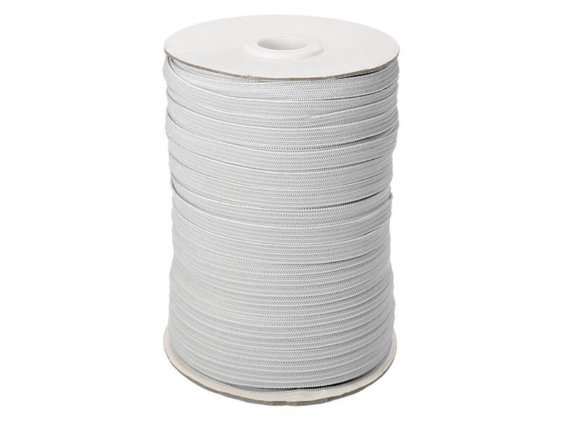 Knitted polyester elastic tape 7 mm 100 m light grey