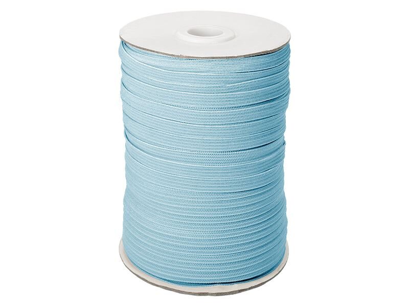 Knitted polyester elastic tape 7 mm 100 m sky blue