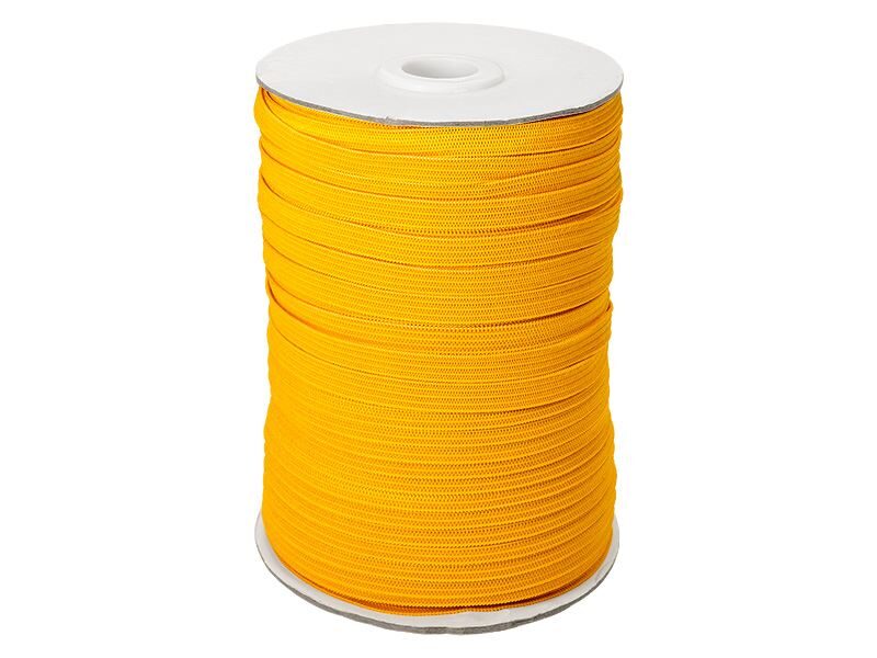 Knitted polyester elastic tape 7 mm 100 m yellow