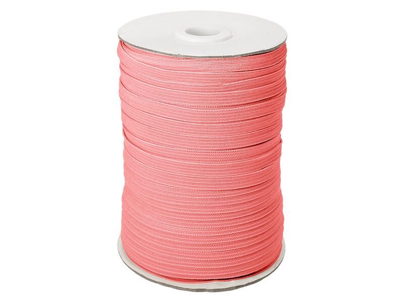Knitted polyester elastic tape 7 mm 100 m pink