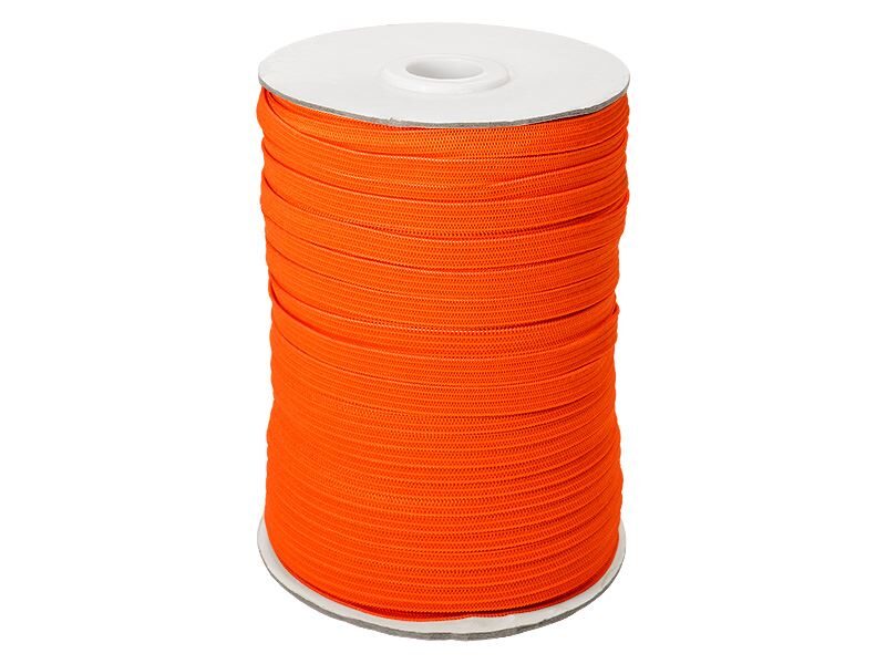 Knitted polyester elastic tape 7 mm 100 m orange