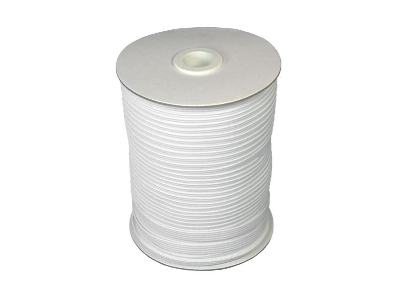 Knitted polyester elastic tape 8 mm 100 m white
