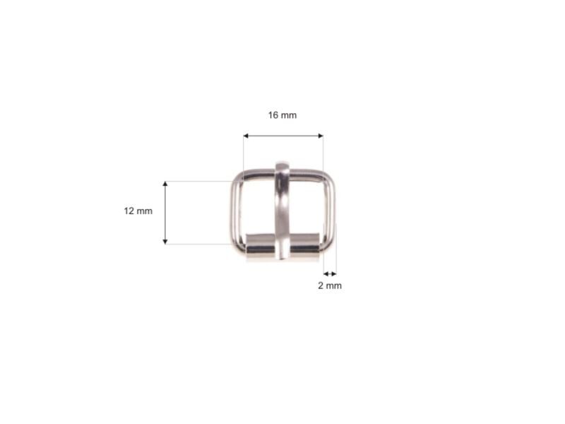 Metal roller buckle single 16/12/2,5 mm nickel set