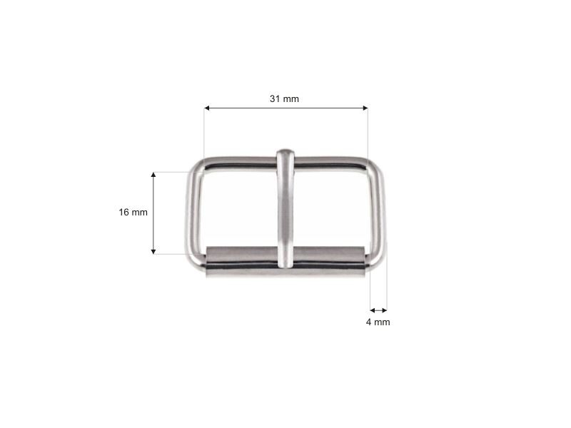 Metal roller buckle single 30/16/3 mm silver set