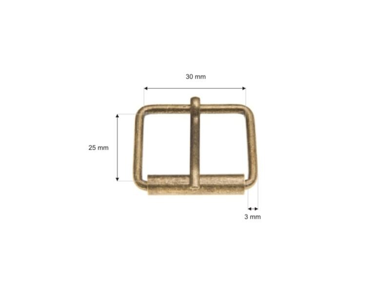 Metal roller buckle single 30/25/3 mm old gold set