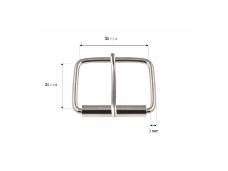 Metal roller buckle single 35/25/3 mm nickel set