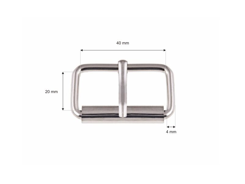 Metal roller buckle single 40/20/4 mm nickel set