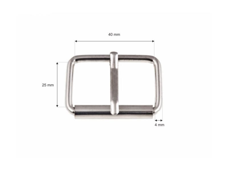 Metal roller buckle single 40/25/4 mm nickel set