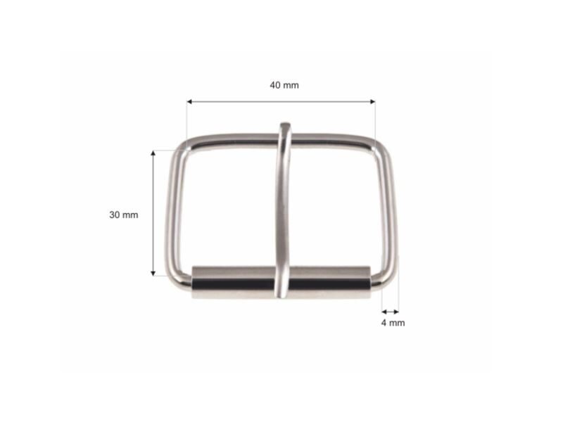 Metal roller buckle single 40/30/4 mm nickel set
