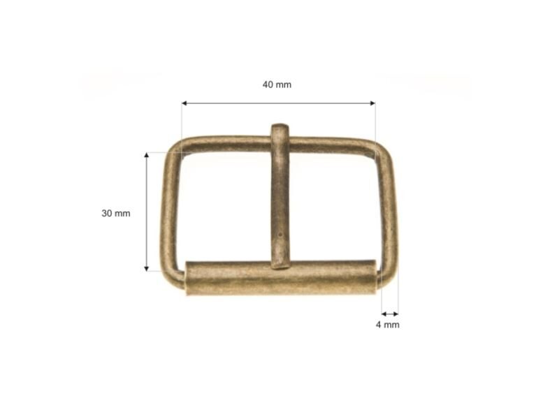Metal roller buckle single 40/30/4 mm old gold set