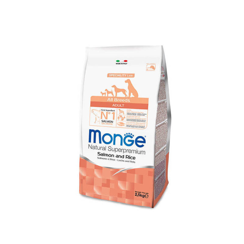 Dog dry food MONGE ALL BREEDS Adult Salmon and Rice 2,5 kg