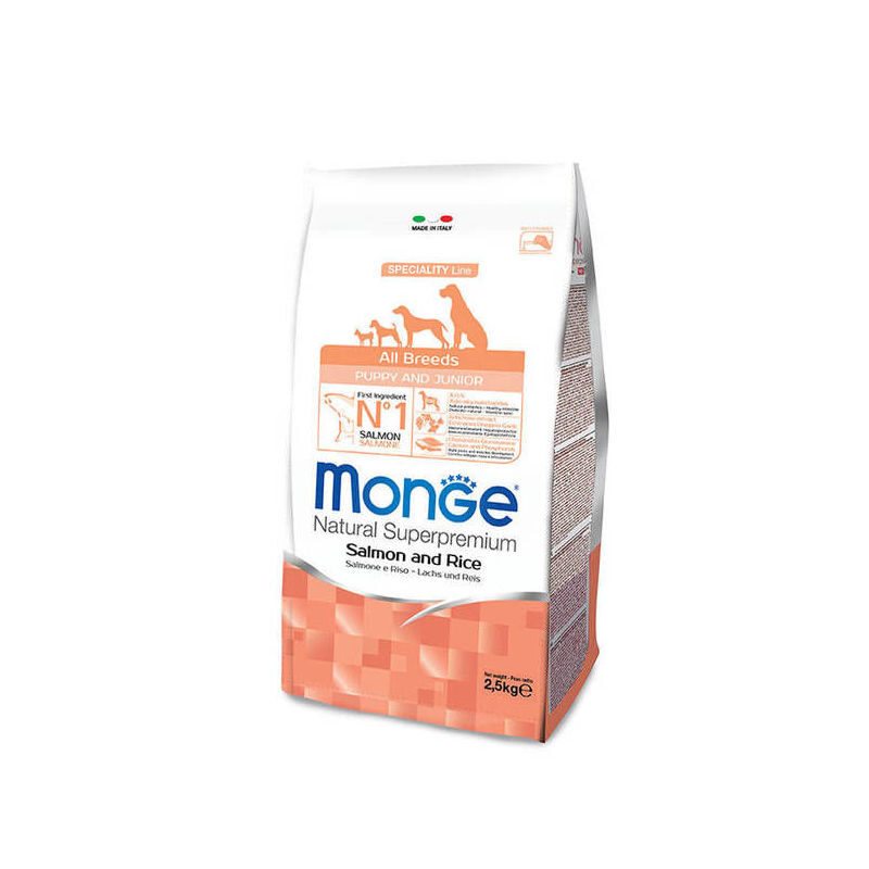 Dog dry food MONGE ALL BREEDS Puppy & Junior Salmon and Rice 0,8 kg