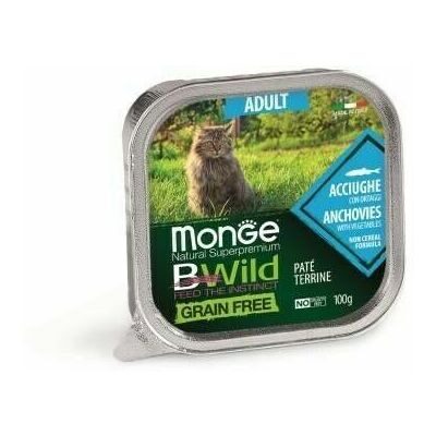 MONGE BWILD Cat ADULT Anchovies with vegetables 100g konservi kaķiem