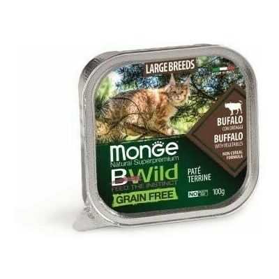 MONGE BWILD Cat Large Breed buffalo with vegetables 100g konservi kaķiem