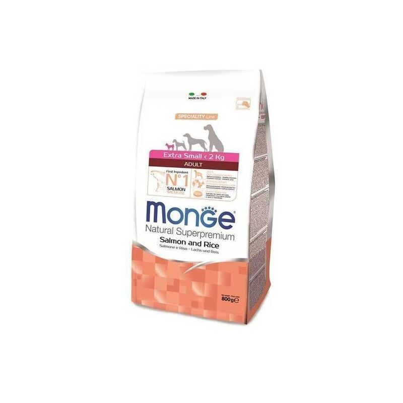 Dog dry food MONGE EXTRA SMALL Adult Salmon and Rice 0,8 kg