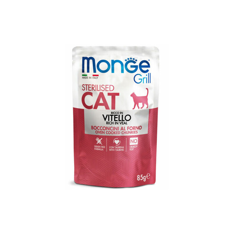 Monge Grill Multipacks Sterilised Veal, Cockerel, Trout 12x85 g - konservi kaķiem