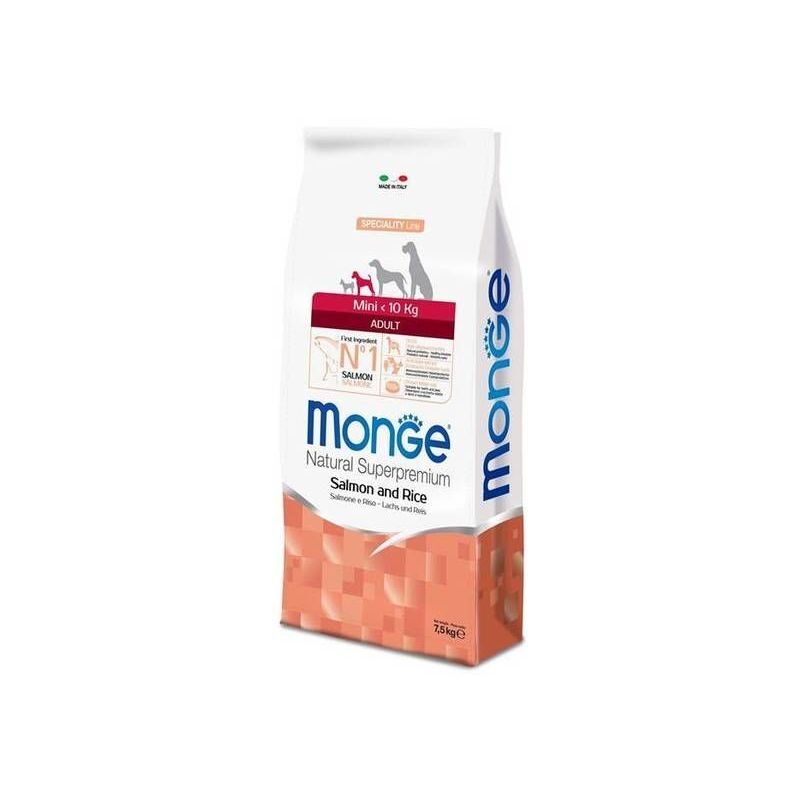 Dog dry food MONGE MINI Adult Salmon and Rice 7,5 kg