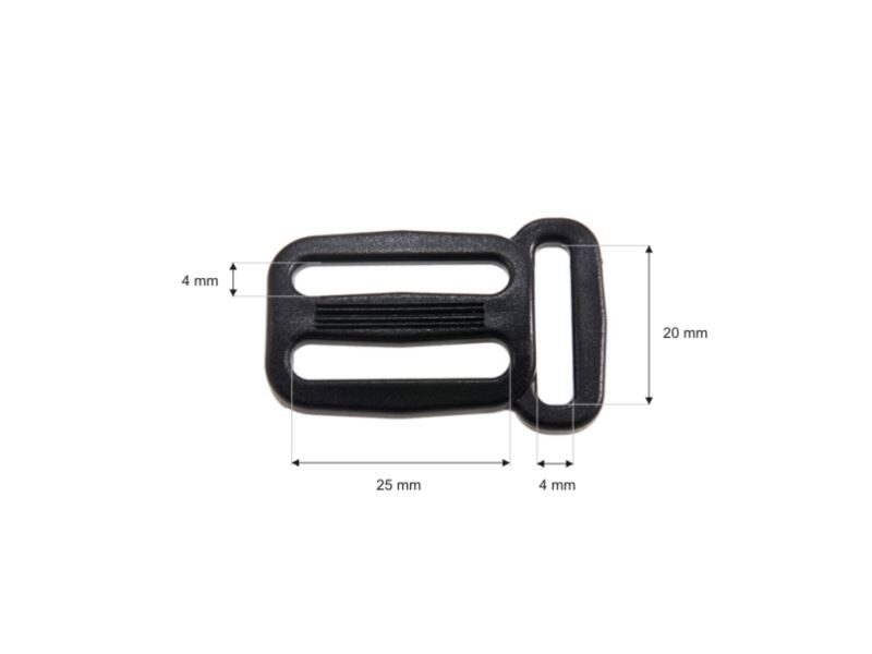 Plastic slide buckle 25/20 mm black