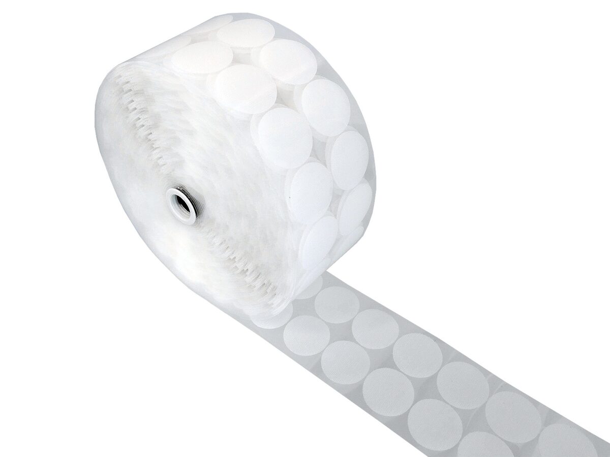 Nylon loop dots with glue 4.5cm white