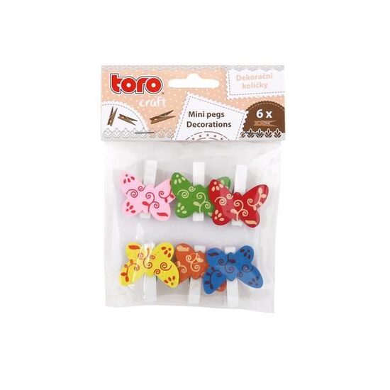 Knaģīši koka 6 gab. 3.5cm taurenis dekorīvs