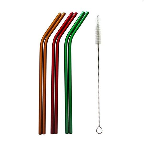 Straws 6 pcs + brush stainless steel
