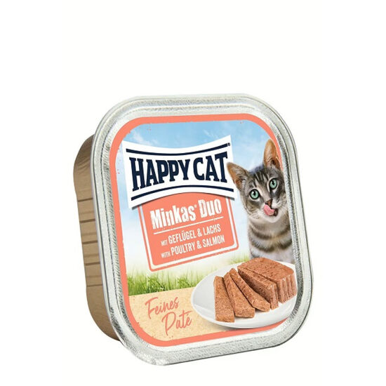 Happy Cat Minkas Duo Geflügel & Lachs Paté konservi kaķiem pastēte ar mājputnu & lasi 100g (uz vietas)