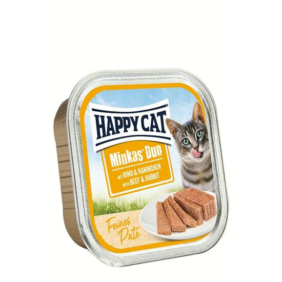 Happy Cat Minkas Duo Rind & Kaninchen Paté konservi kaķiem pastēte ar liellopu & trusi 100g (uz vietas)