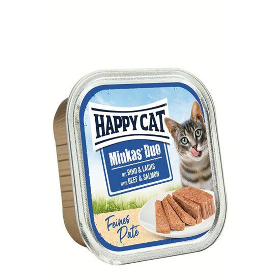 Happy Cat Minkas Duo Rind & Lachs Paté konservi kaķiem pastēte ar liellopu & lasi 100g (uz vietas)