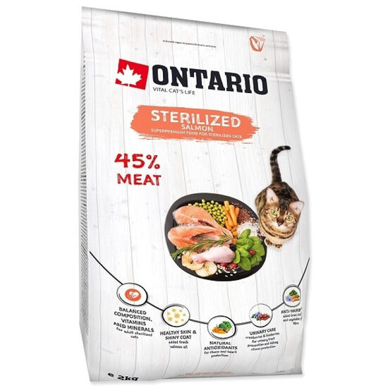 Sausā kaķu barība Ontario Cat Sterilised Salmon 2kg
