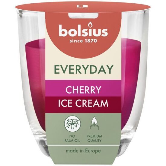 Bolsius Svece aromātiskā stikla glāzē Ø7x8cm cherry ice cream