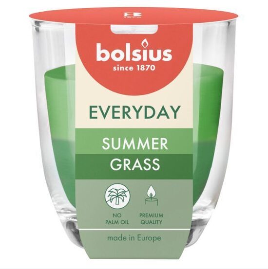 Bolsius Svece aromātiskā stikla glāzē Ø7x8cm summer grass