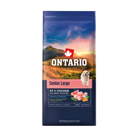 Dog dry food Ontario Senior Large Chicken and Sweet Potatoes 12 kg