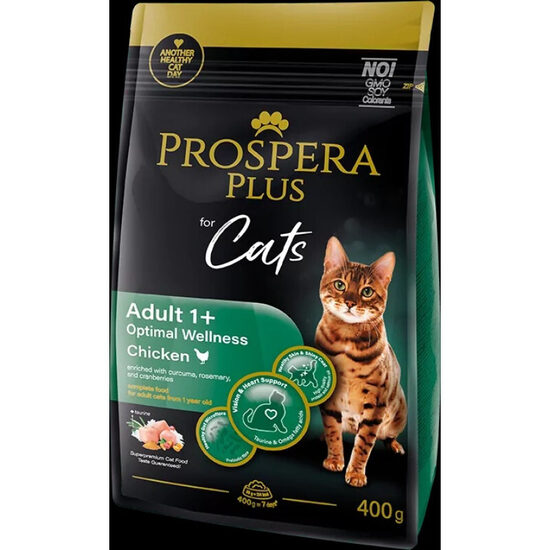 Barība kaķiem Prospera Plus Adult 1+ Chicken Optimal Wellness 0,4 kg