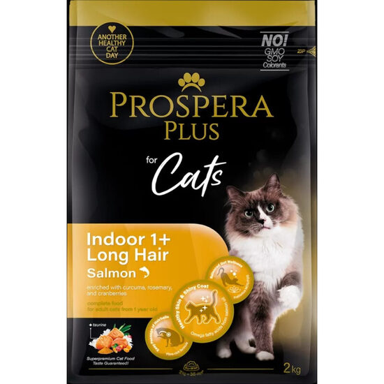 Barība kaķiem Prospera Plus Indoor 1+ Salmon Long Hair 2 kg