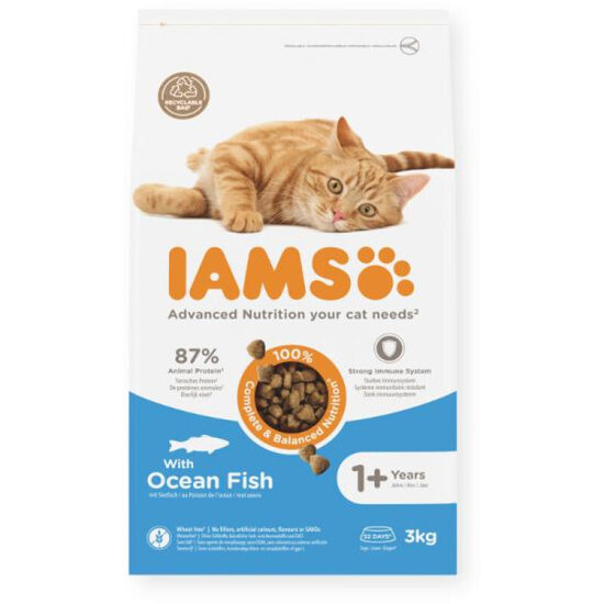 Sausā barība kaķiem IAMS cat adult ocean fish 3kg