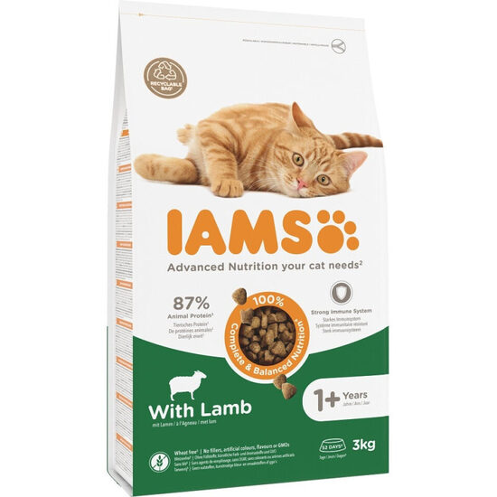 Sausā barība kaķiem IAMS CAT ADULT LAMB 3 kg