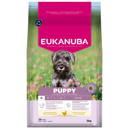 Dog dry food Eukanuba Puppy Small Chicken 3 kg