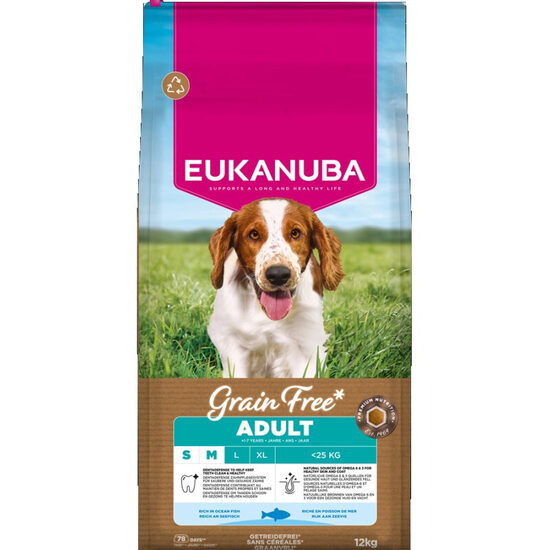 Dog dry food Eukanuba Adult Small and Medium grain free Ocean fish 12 kg