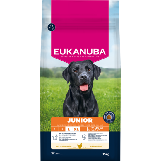 Dog dry food Eukanuba Junior Large Chicken 15 kg