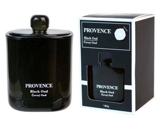 Provence Aromātiskā svece stikla traukā ar stikla vāku Black Oud