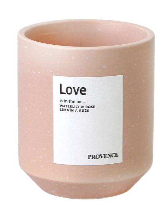 Aromātiska svece kermikas glāzē Ø7x8cm Provence Love Ūdensroze un roze