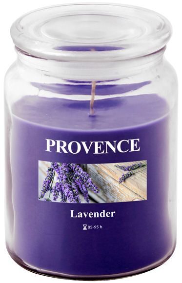 Provence Aromātiskā svece stikla traukā 14cm Lavanda