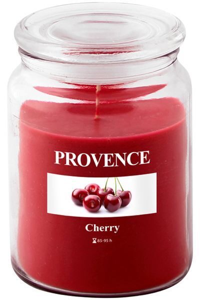 Provence Aromātiskā svece stikla traukā 14cm Ķirsis