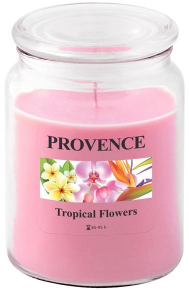 Provence Aromātiskā svece stikla traukā 14cm Tropiskie ziedi