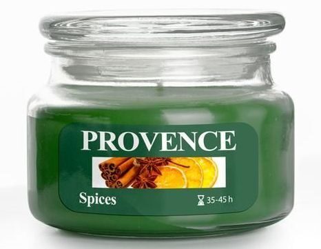 Provence Aromātiskā svece stikla traukā 8cm Garšvielas