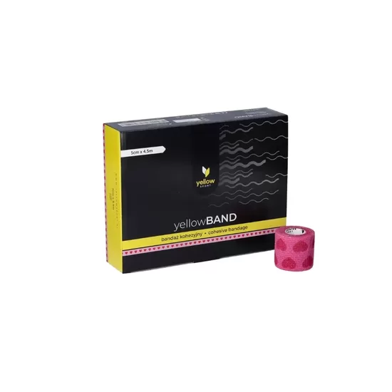 Elastīgā pašlīpošā saite Zarys yellowBAND, nesterila, 5cmx4.5m pink hearts N1