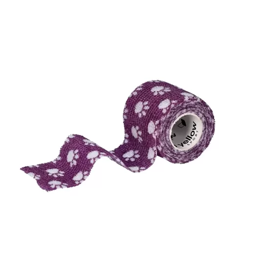  Elastic self-adhesive tape Zarys yellowBAND, non-sterile, 5cmx4.5m violet paws N1
