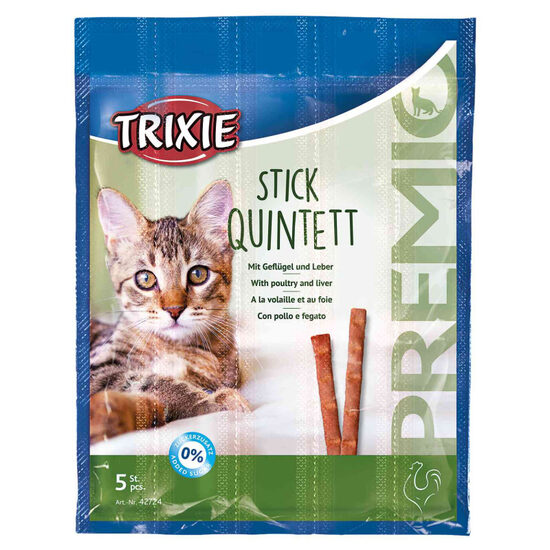 AKCIJA Gardumi kaķiem Trixie Premio Quadro Sticks anti hairball, ar vistas gaļu un aknām 5*5 g