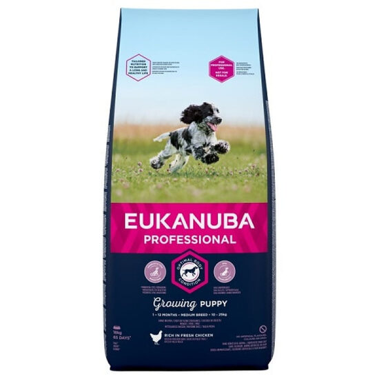 Dog dry food Eukanuba Puppy and Junior Medium Chicken 15 kg